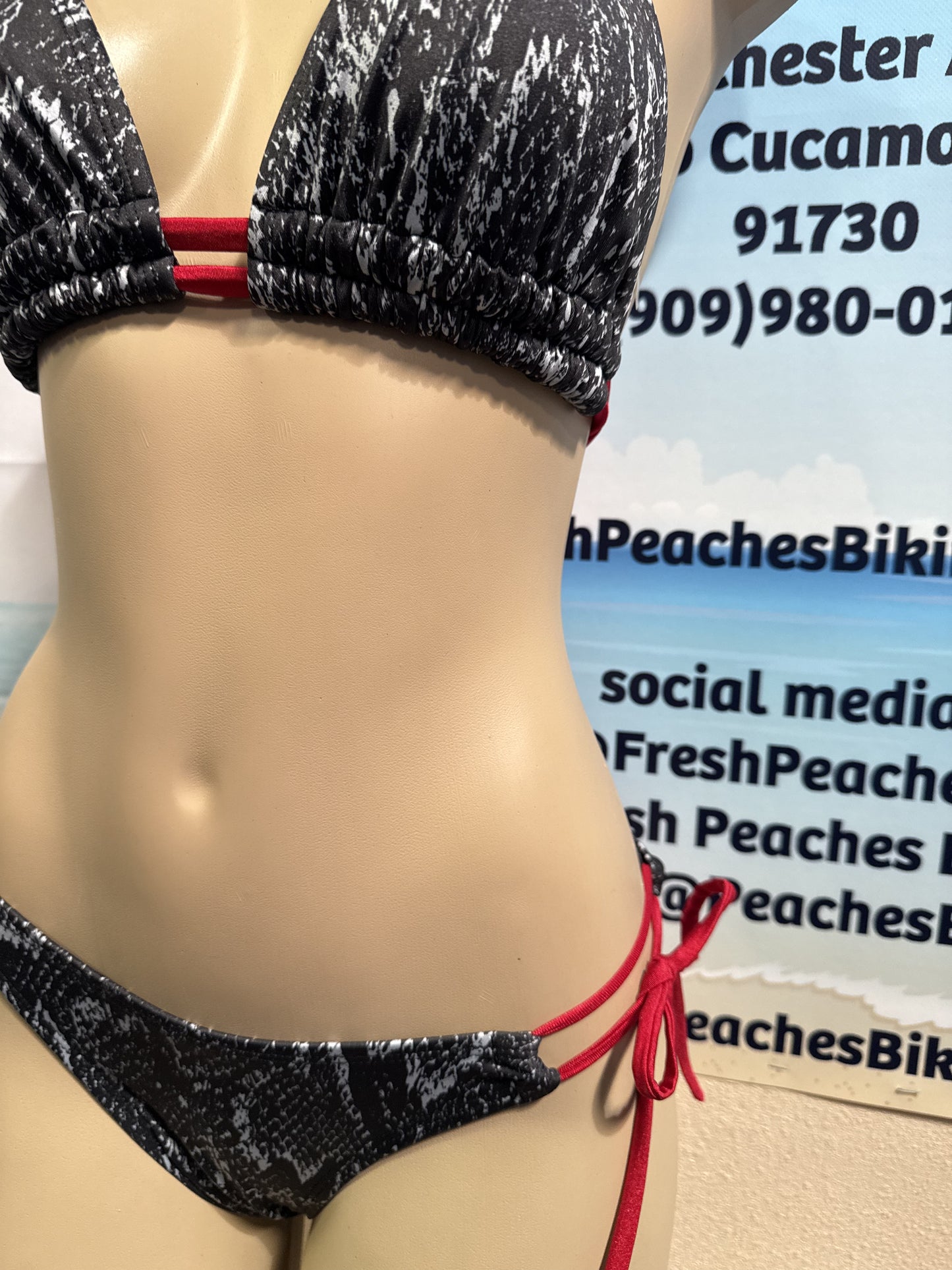 Cabo Tie Side Bottoms Grey Black Mamba Snakeskin