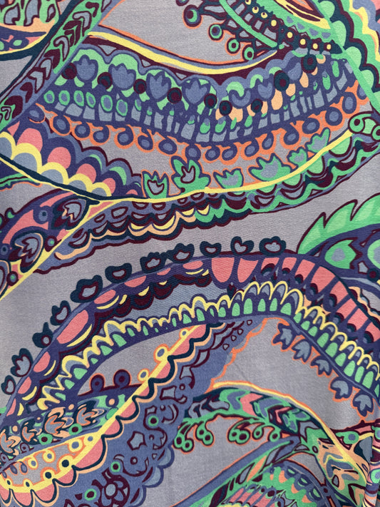 Ella Reversible Ruffle Top Purple Mint Paisley