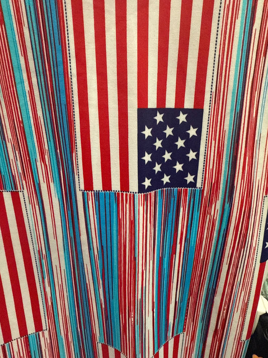 Ella Reversible Ruffle Top USA Flag Stripes