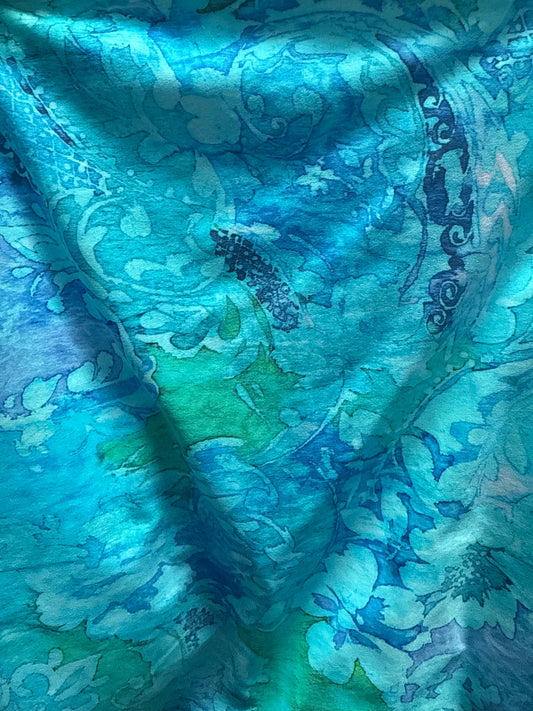 Ella Reversible Ruffle Top Blue Green Watercolor