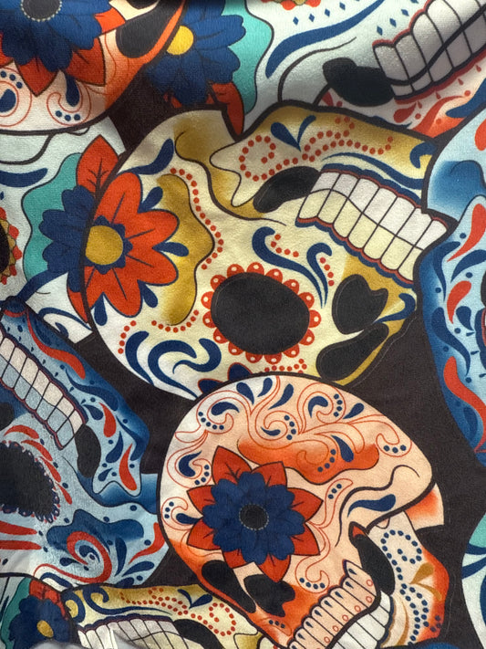 Ella Reversible Ruffle Top in Blue Sugar Skulls