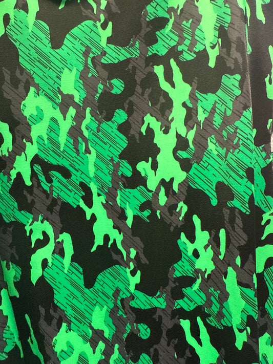 Ella Reversible Ruffle Top Green Black Camouflage