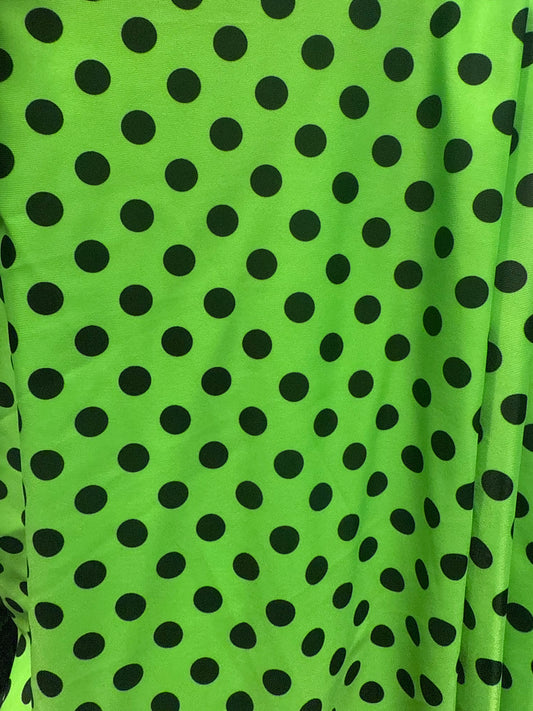 Ella Reversible Ruffle Top Neon Green Black Dots