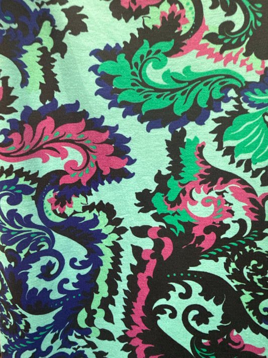 Ella Reversible Ruffle Top Blue Magenta Paisley