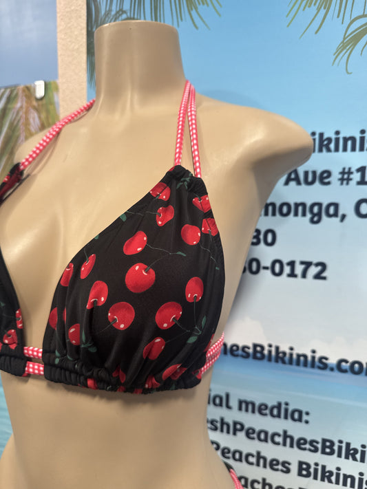 Lolita Double String Bikini Top Black Cherry