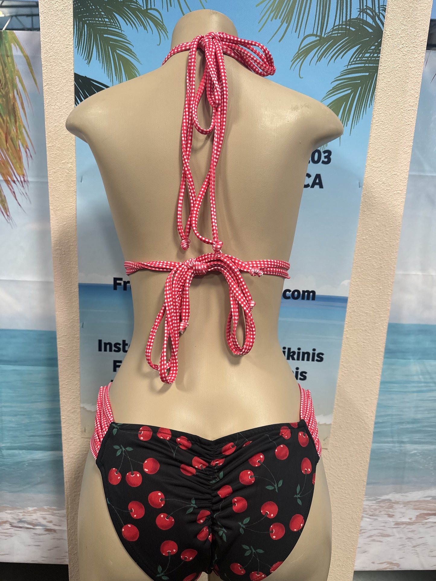 Lolita Double String Bikini Top Black Cherry