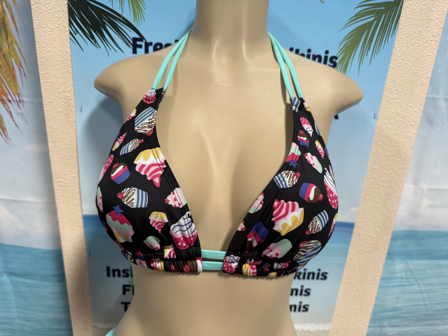 Lolita Double String Bikini Top Mint Cupcakes