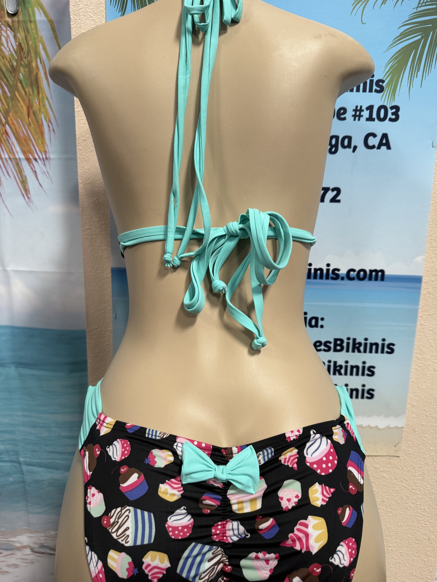 Lolita Double String Bikini Top Mint Cupcakes