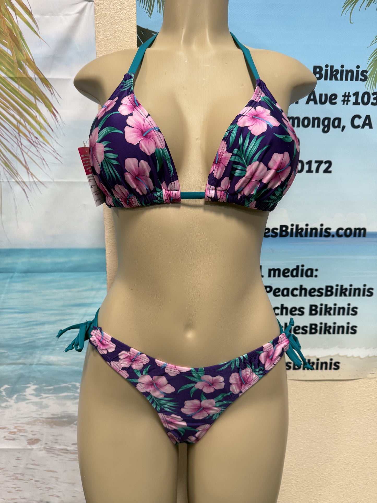 Thong To Tie Bottoms Plum Plumeria