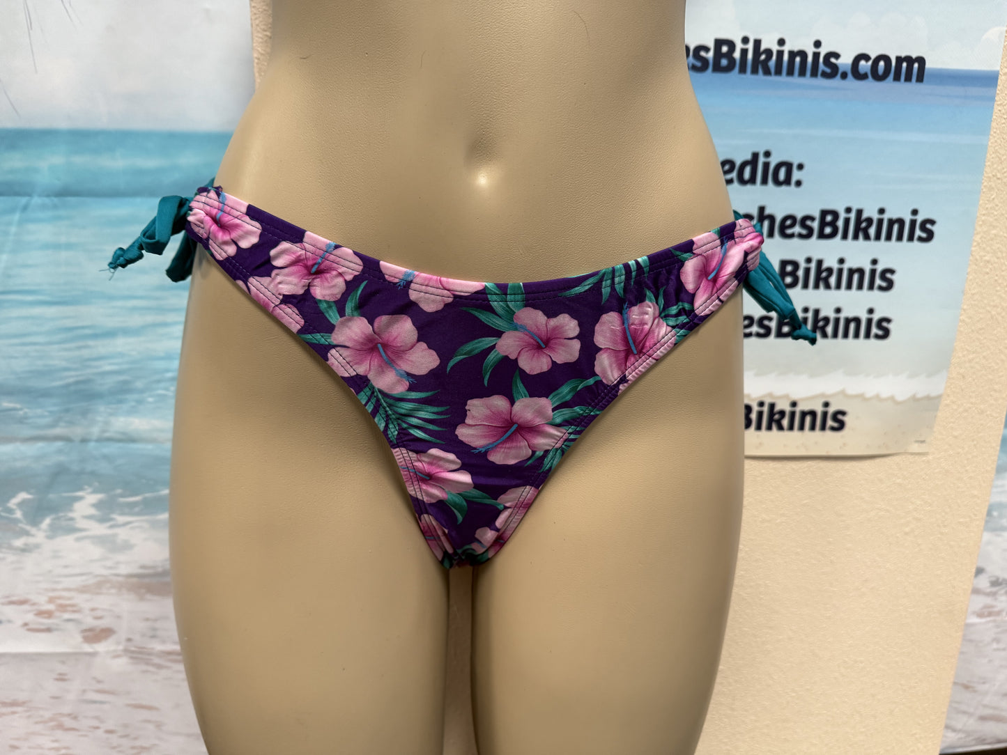 Thong To Tie Bottoms Plum Plumeria