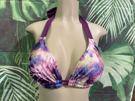 Lola Double String Bikini Top Plum Tie Dye