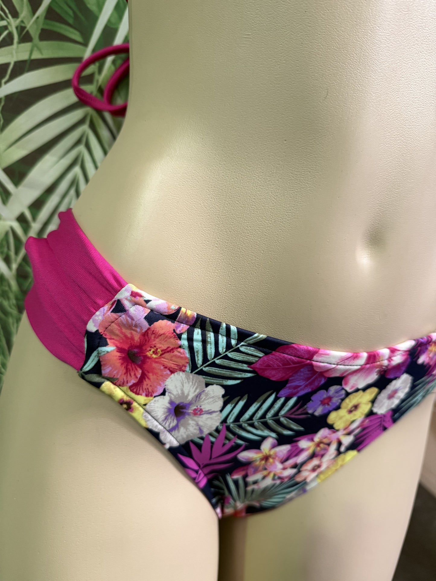 Paradise Bikini Bottoms Navy Pink Flowers