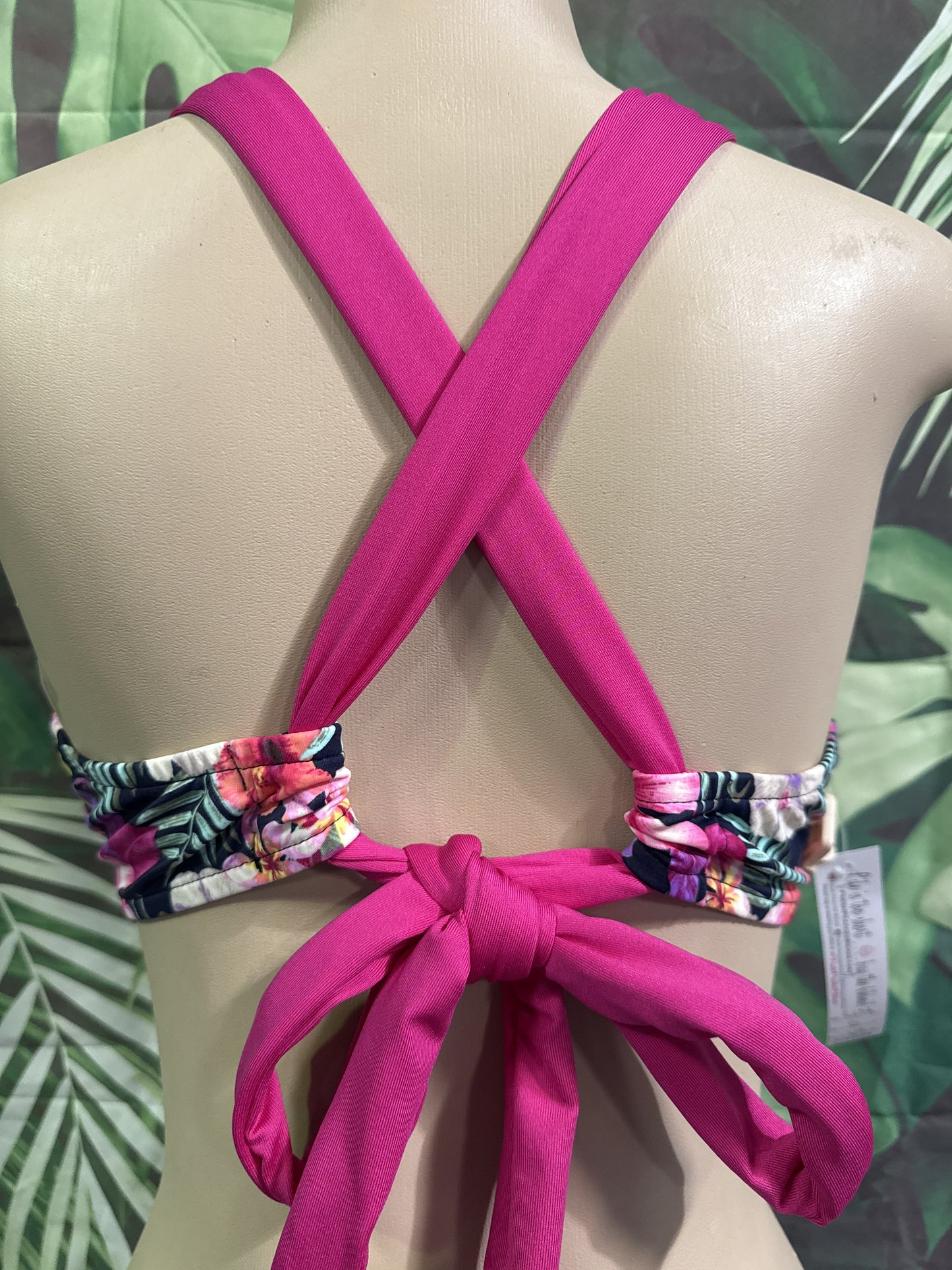 Lily Double String Top Navy Pink Flowers
