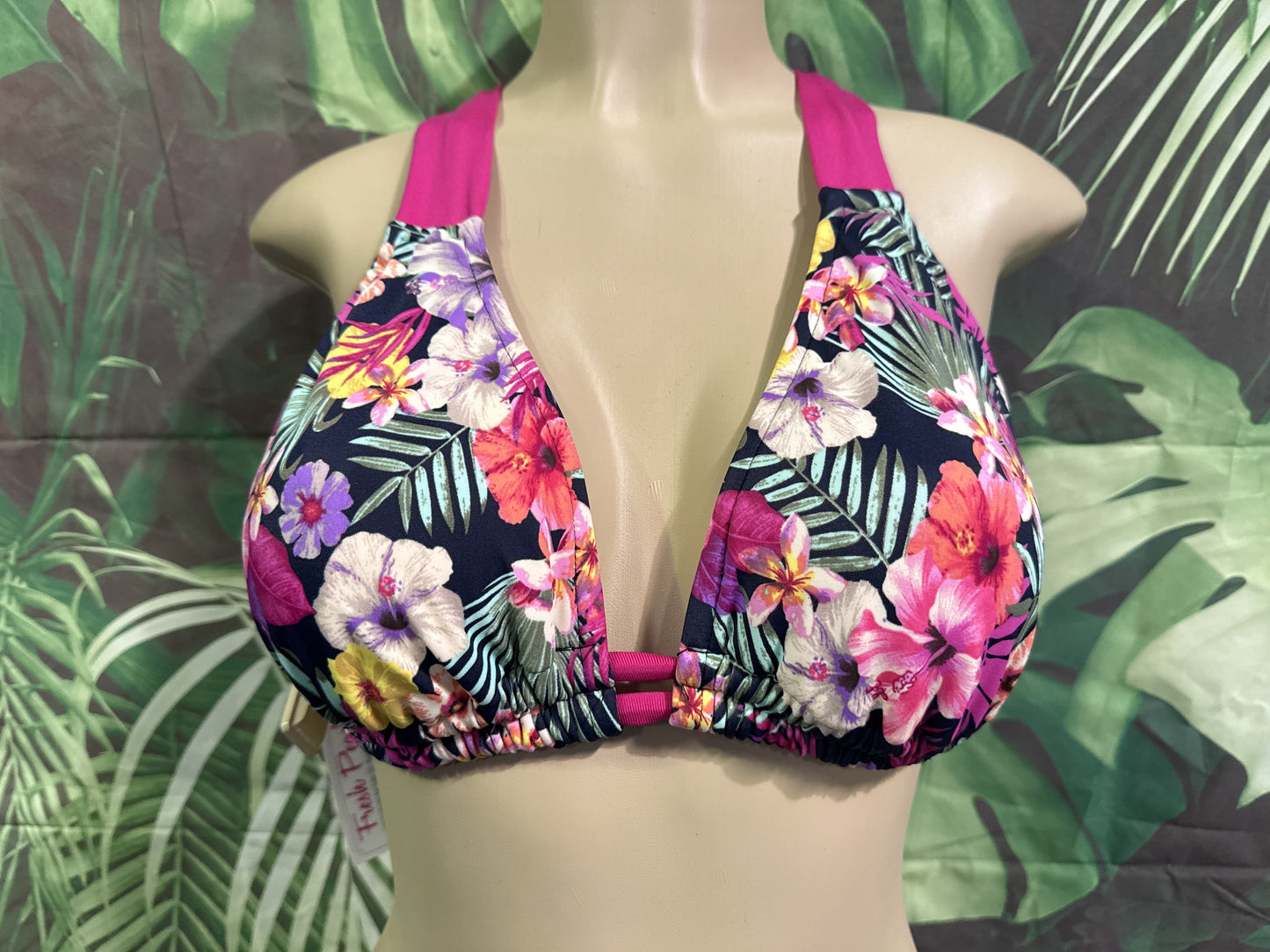 Lily Double String Top Navy Pink Flowers