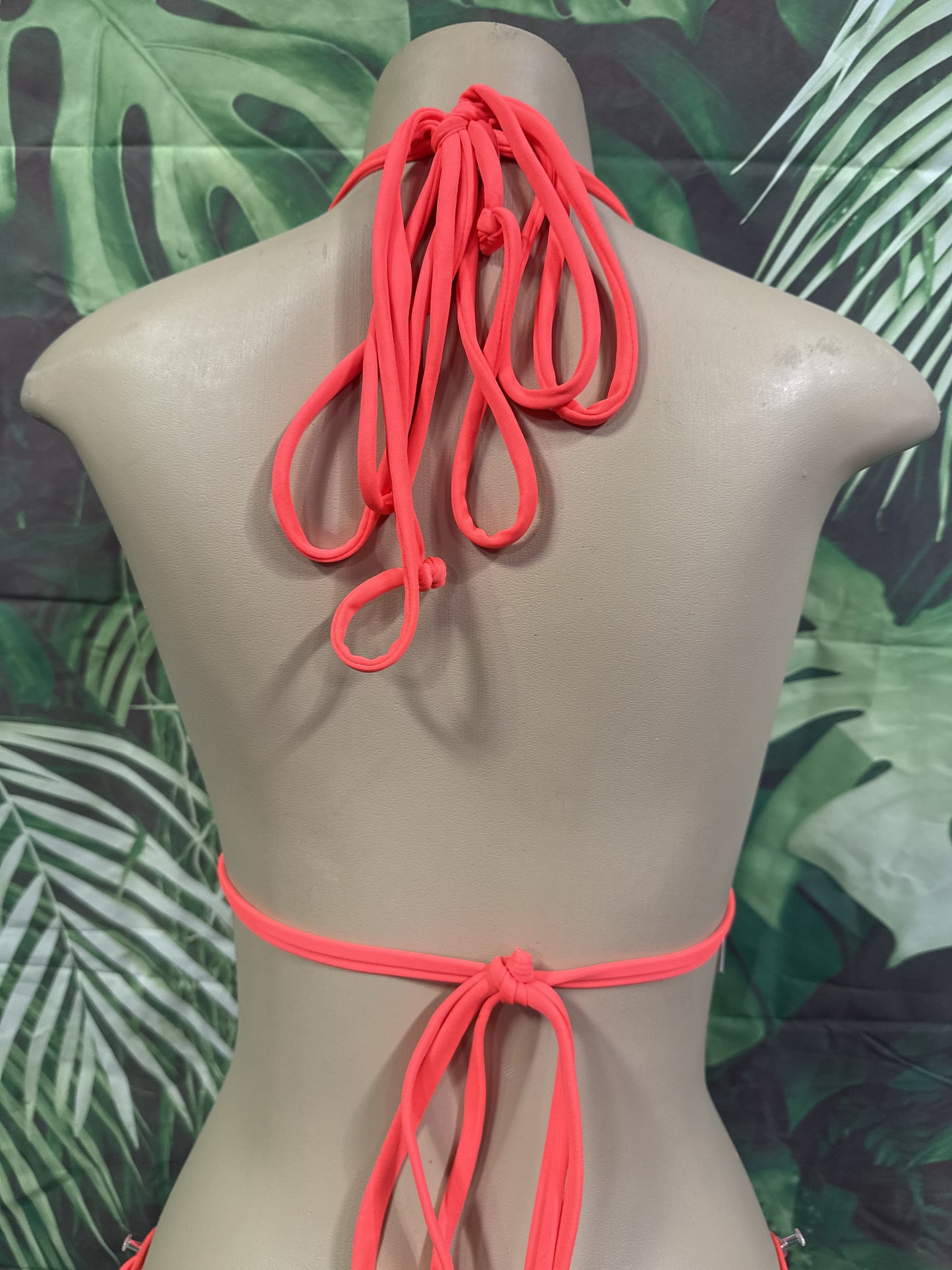 Layla Triangle Top White Neon Coral Paisley
