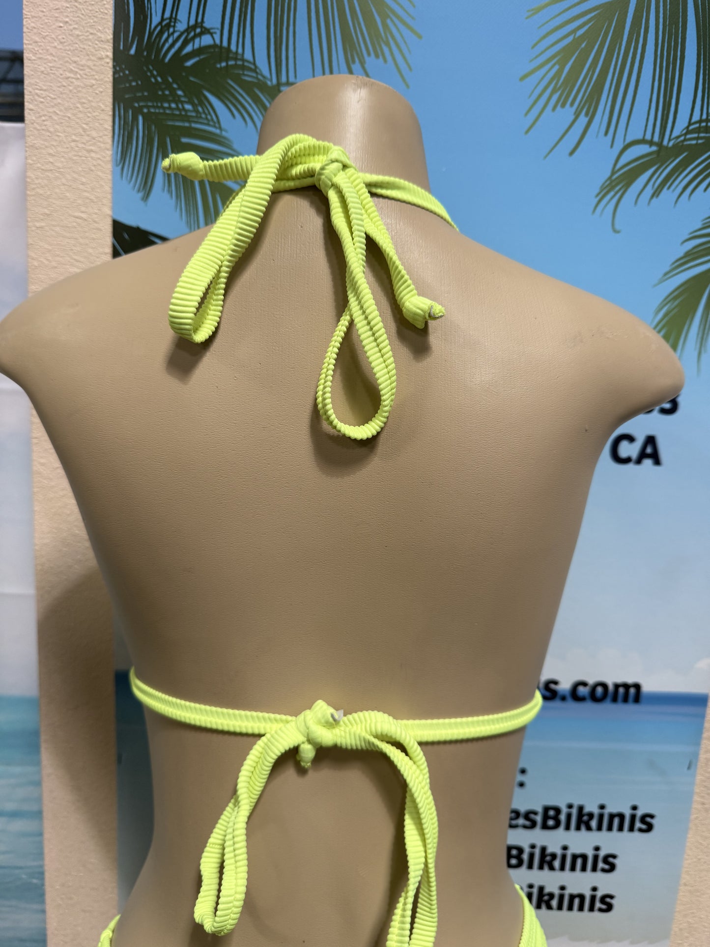Lyla Triangle Top Neon Yellow Ribbed