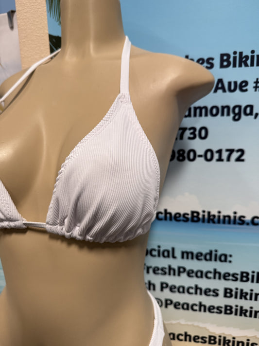 Lyla Triangle Top White Ribbed