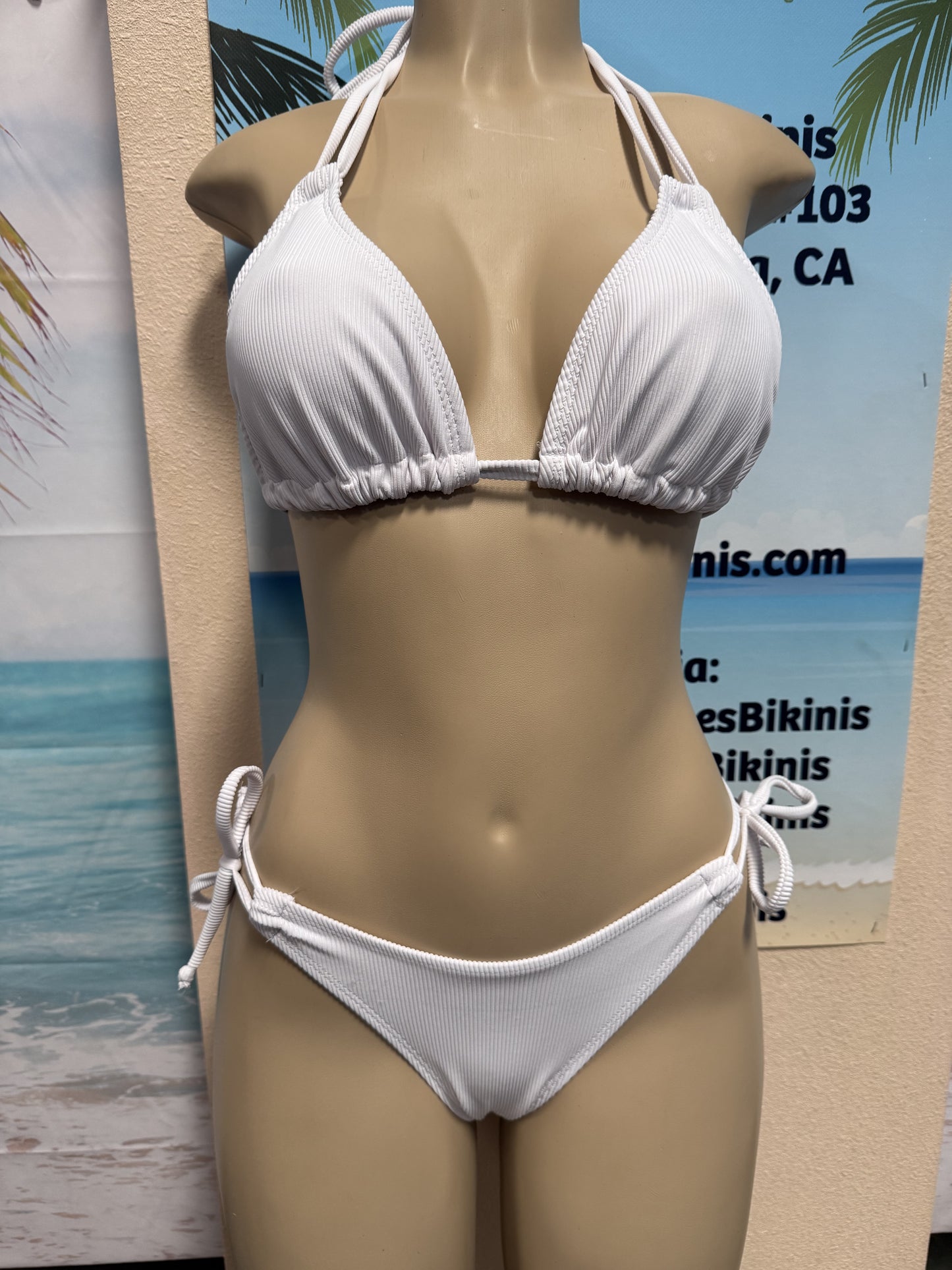 Cabo Tie Side Bottoms White Ribbed