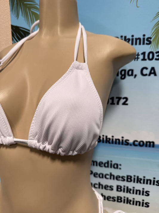 Layla Triangle Top White Ribbed