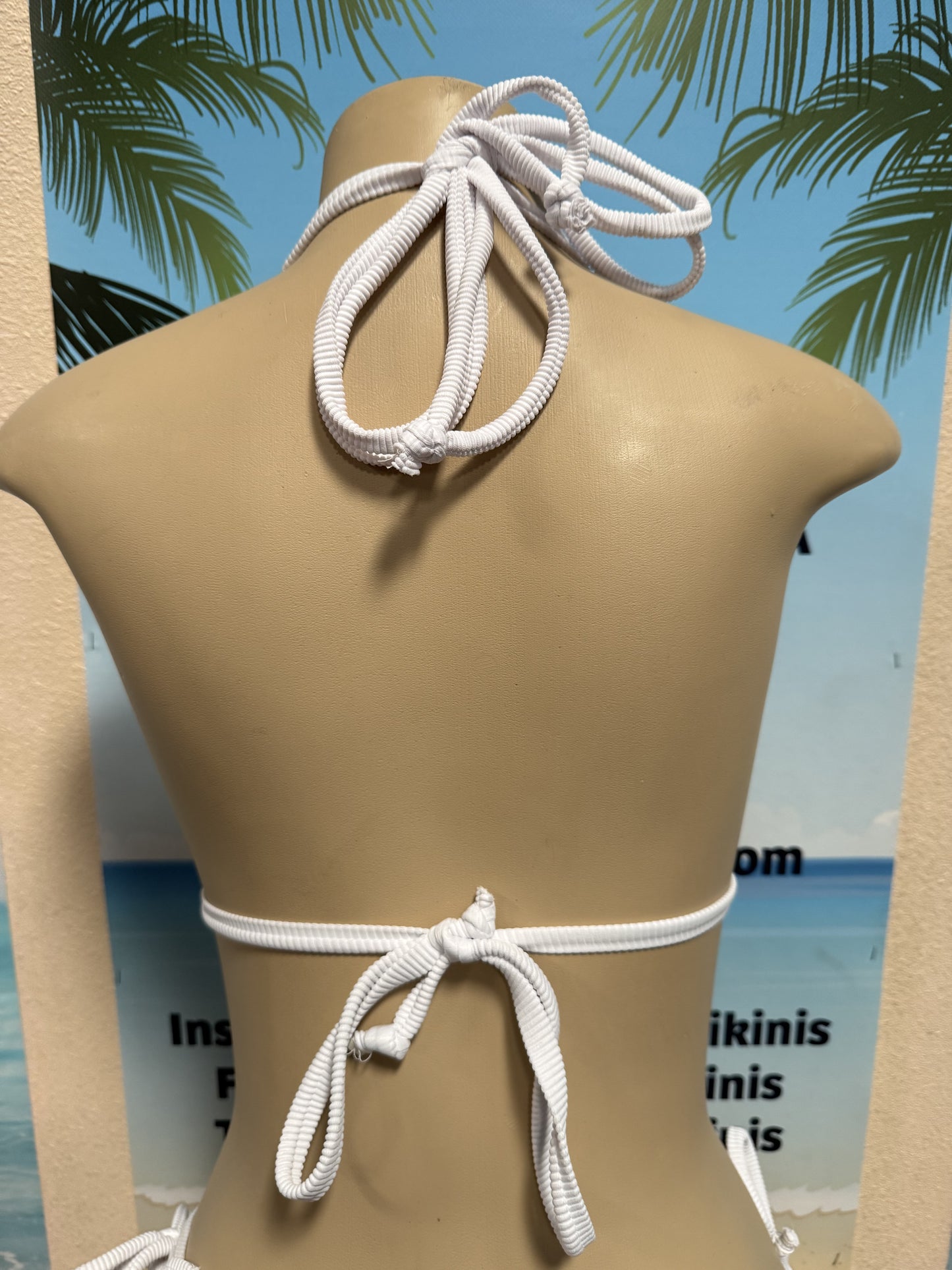 Layla Triangle Top White Ribbed