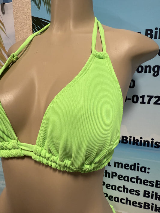 Lolita Double String Top Neon Green Ribbed