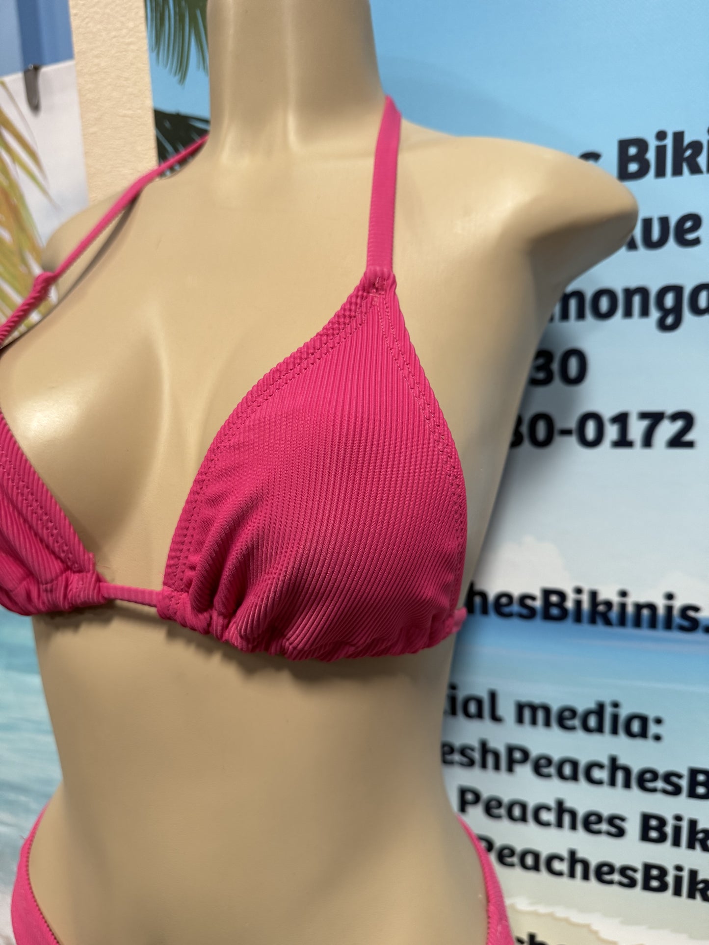 Lyla Triangle Top in Cherry Blossom Pink Ribbed