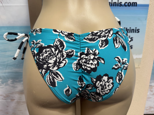 Cabo Tie Side Bottoms Turquoise Black Floral Rebel
