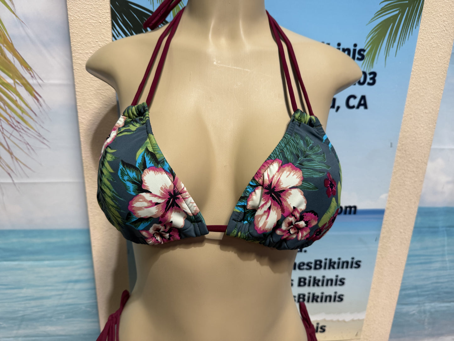 Layla Triangle Top Olive and Wine Tropical