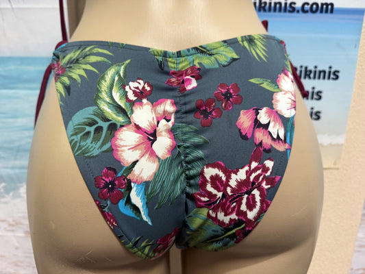 Cabo Tie Side Bottoms Olive and Wine Tropical