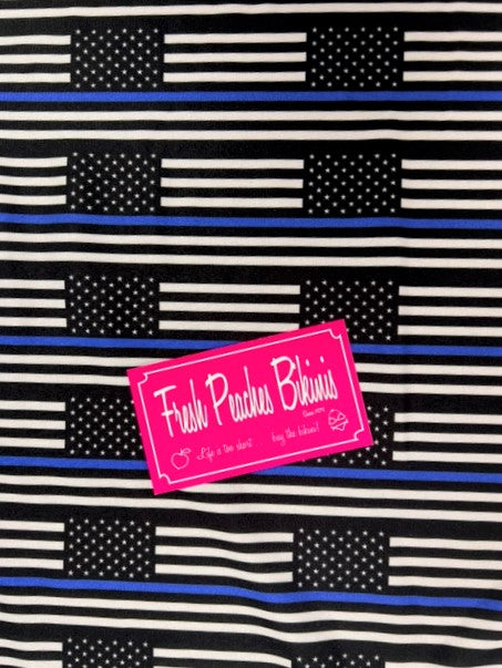 Lola Double String Bikini Top Blue Line Flag