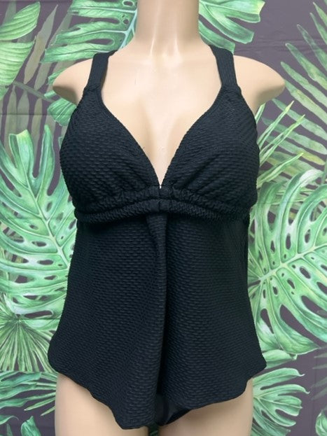 Bobbie Tankini Top Black Textured