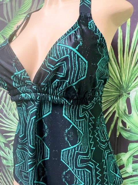 Bobbie Tankini Top Black Green Design