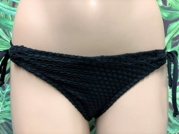 Cabo Tie Side Bottoms Black on Black Crochet Net