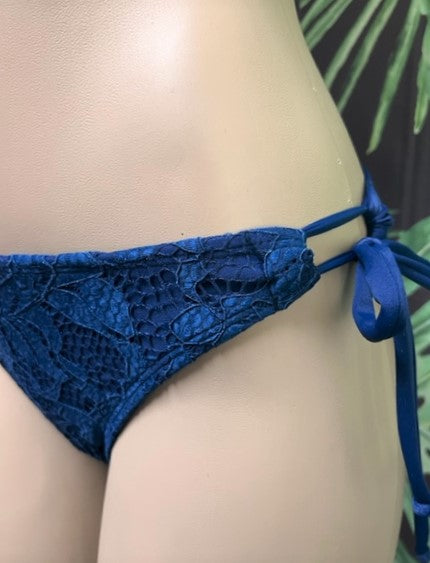 Cabo Tie Side Bottoms Navy Blue Crochet Lace