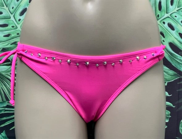 Bling Cabo Bottoms Neon Pink with AB Crystals