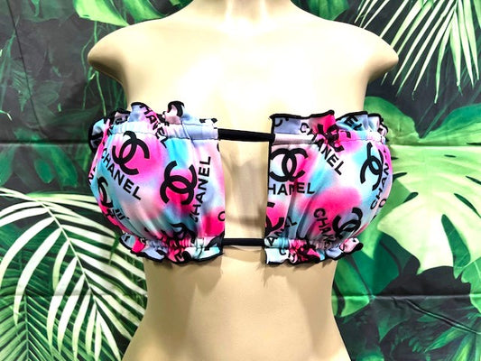 Ella Reversible Ruffle Top Designer CC Pink Black Blotchy