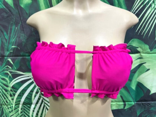 Ella Reversible Ruffle Top Solid Fuchsia Pink