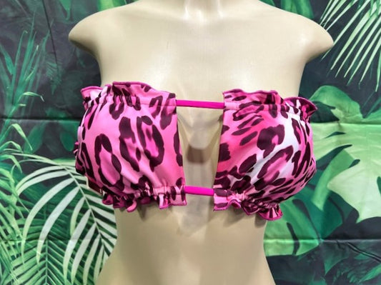 Ella Reversible Ruffle Top Pink Leopard