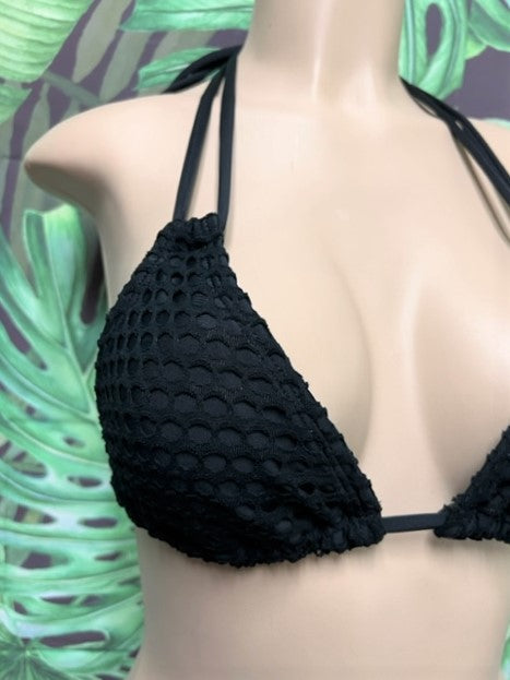 Layla Triangle Top Black on Black Net Crochet