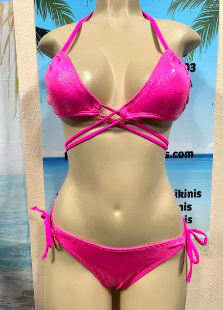 Cabo Tie Side Bottoms Hot Pink Fantasy