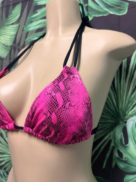 FINAL SALE Layla Triangle Top Hot Pink Black Anaconda