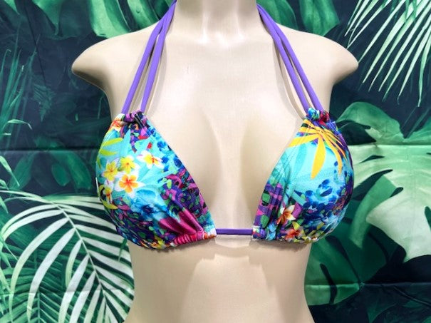 Layla Triangle Top Purple Tiny Flowers