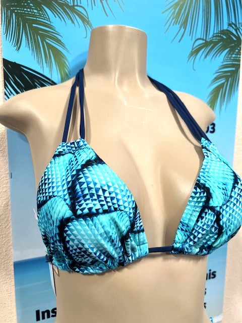 Layla Triangle Top Navy Aqua Water