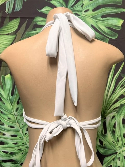 Lola Double String Bikini Top Bridal White