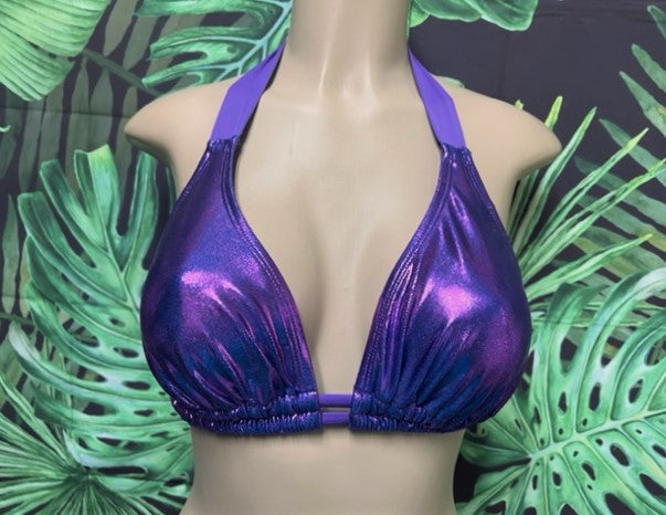 Lola Double String Bikini Top Iris Metallic