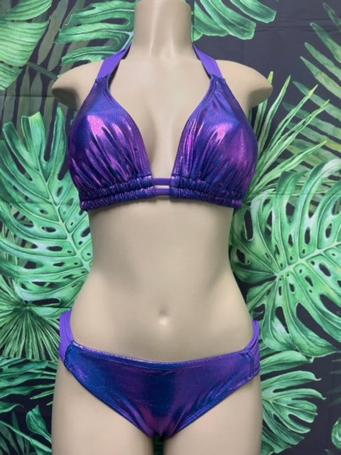 Lola Double String Bikini Top Iris Metallic