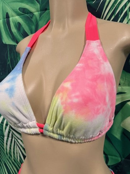 Lola Double String Bikini Top Coral Tie Dye