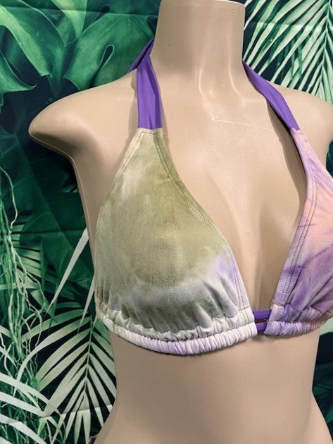 SALE Lola Double String Bikini Top Purple Brown Tie Dye