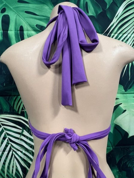SALE Lola Double String Bikini Top Purple Brown Tie Dye