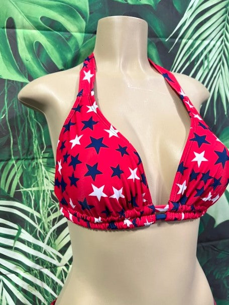 Lola Double String Bikini Top Patriot Red Stars